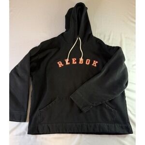 Vintage Reebok Hoodie Men's XL Black Faded Pullover Fleece Y2K 90s‎